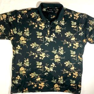 Izod Double Mercerized Men’s Polo Shirt Xl All Over Print Birds In A Tree